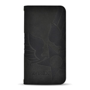 エム・ディー・シー iPhone 16 Pro Max用手帳ケース AVIREX スタンプロゴスエード/ブラック MD-75557-1-イメージ1