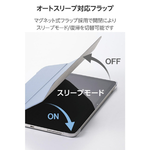 エレコム 11インチiPad Air(M3/M2) フラップケース 薄型軽量 背面クリア 2アングル ブルーグレー TB-A25MWVBG-イメージ7