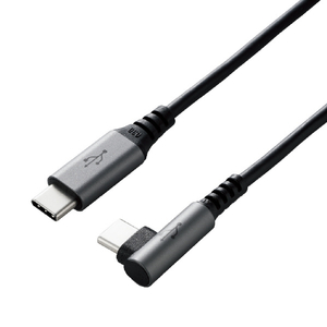エレコム USB2．0ケーブル(認証品、C-C、L型コネクタ) 1．5m ブラック U2C-CCL15NBK-イメージ1
