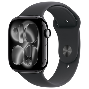 Apple Apple Watch Series 11(GPSモデル)- 46mm Apple Watch Series 11 ジェットブラックアルミニウムケースとブラックスポーツバンド - S/M MEUW4J/A-イメージ1