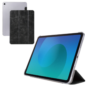 エレコム 11インチiPad Air(M3/M2) フラップケース 薄型軽量 背面クリア 2アングル ブラック TB-A25MWVBK-イメージ2