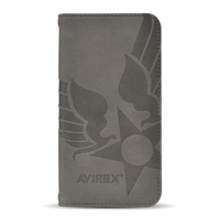 エム・ディー・シー iPhone 16 Pro Max用手帳ケース AVIREX スタンプロゴスエード/グレー MD-75557-3