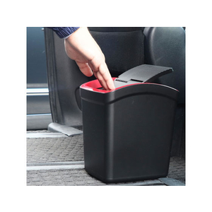 カーメイト おもり付ゴミ箱 L カーボン調 レッド FCA3692-DZ367-イメージ3