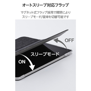 エレコム 11インチiPad Air(M3/M2)用フラップケース 薄型軽量 ファブリック 背面クリア ブラック TB-A25MWVCBK-イメージ7