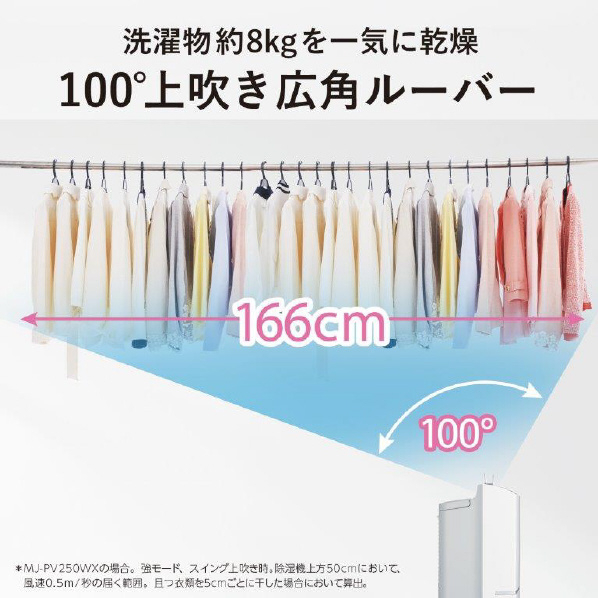 三菱 衣類乾燥除湿機 サラリPro、ズバ乾インバーター ホワイト MJ-PV250WX-W 