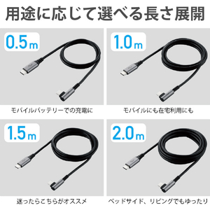 エレコム USB2．0ケーブル(認証品、C-C、L型コネクタ) 2．0m ブラック U2C-CCL20NBK-イメージ9