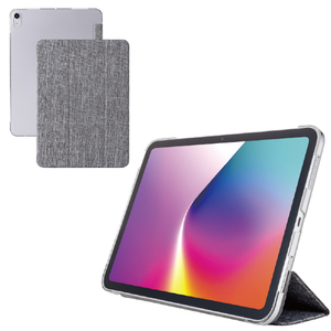 エレコム 11インチiPad Air(M3/M2)用フラップケース 薄型軽量 ファブリック 背面クリア グレー TB-A25MWVCGY-イメージ2