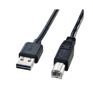 サンワサプライ 両面挿せるUSBケーブル(A-B標準） ブラック KU-R3-イメージ1