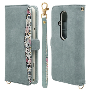 ラスタバナナ らくらくスマートフォン(F-53E)用花柄手帳型ケース ライトブルー 8466F53EBHLBL-イメージ1