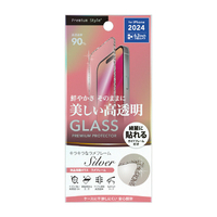 PGA iPhone 16 Pro用液晶全面保護ガラス ラメフレーム  高透明 シルバー PG-24BGLL02SV