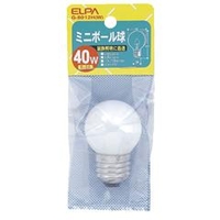 エルパ ミニボール球 E26口金 40W形 ホワイト 1個入り G-8012H(W)