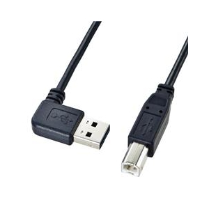 サンワサプライ 両面挿せるL型USBケーブル(A-B標準） ブラック KU-RL15-イメージ1
