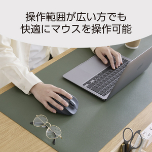 エレコム 両面デスクマット(ソフトレザー) カーキ×ネイビー MP-DM05KHNV-イメージ5