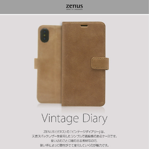 ZENUS iPhone XS/X用ケース Vintage Diary ビンテージブラウン Z10300I8-イメージ5