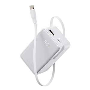 エレコム 巻き取り式ケーブル一体型モバイルバッテリー(10000mAh/45W) ホワイト DE-C81L-10000WH-イメージ1