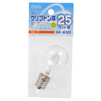 オーム電機 ミニクリプトン電球 E17口金 25W形 クリア 1個入 LB-PS3725K-C