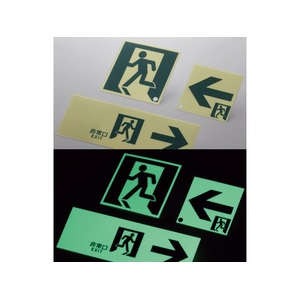 日本緑十字社 高輝度蓄光避難誘導ステッカー標識非常口ASN951A級認定品 粘着シール150非常口･右矢印150 FC284HH-8151903-イメージ2