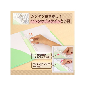プラス PASTY ワンタッチスライドファイル A4 マスカットグリーン FC587MN-98855 / FL-110O-イメージ2