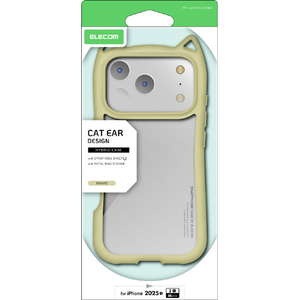エレコム iPhone17 Pro用ハイブリッドケース フレームカラー Cat メタルステッカー付 キナコ PM-A25CFCCATBE エレコム iPhone17 Pro用ハイブリッドケース フレームカラー Cat メタルステッカー付 キナコ PM-A25CFCCATBE
