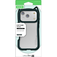 エレコム iPhone17 Pro用ハイブリッドケース フレームカラー Cat メタルステッカー付 スモーキー PM-A25CFCCATCH