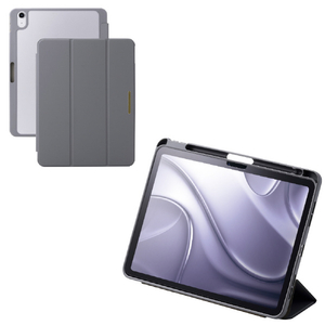 エレコム 11インチiPad Air(M3/M2)用 フラップケース 薄型軽量 CHIC STYLE スリープ対応 チャコールグレー TB-A25MWVJM3GY-イメージ2