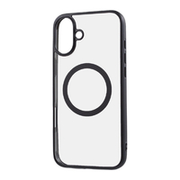 レイアウト iPhone 16 Plus用Like standard MagSafe対応 マグネットアクセサリー対応 衝撃吸収 バンパー マット メタリック ハイブリッドケース ブラック RT-P48MG3/BM