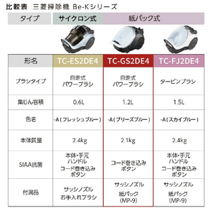 三菱 紙パック式パワーブラシ e angle select Be-Kシリーズ ブリーズブルー TC-GS2DE4-A-イメージ15