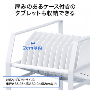 サンワサプライ タブレットワゴン(2段) ホワイト RAC-TABWG2N-イメージ16