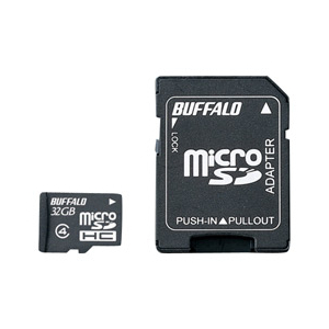 BUFFALO microSDHCメモリーカード(Class4・32GB) 防水仕様/アダプター付 RMSD-BS32GAB-イメージ1