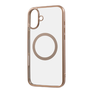 レイアウト iPhone 16 Plus用Like standard MagSafe対応 マグネットアクセサリー対応 衝撃吸収 バンパー マット メタリック ハイブリッドケース ピンクゴールド RT-P48MG3/PGM-イメージ1