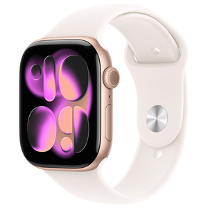 Apple Apple Watch Series 11(GPSモデル)- 46mm Apple Watch Series 11 ローズゴールドアルミニウムケースとライトブラッシュスポーツバンド - S/M MEV64J/A-イメージ1