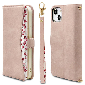 ラスタバナナ iPhone 14 Plus用花柄手帳型ケース ライトピンク 7205IP267BO-イメージ1
