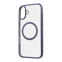 レイアウト iPhone 16 Plus用Like standard MagSafe対応 マグネットアクセサリー対応 衝撃吸収 バンパー マット メタリック ハイブリッドケース ライトブルー RT-P48MG3/LAM