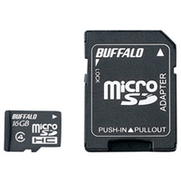 BUFFALO microSDHCメモリーカード(Class4・16GB) 防水仕様/アダプター付 RMSDBS16GAB