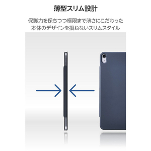 エレコム 11インチiPad Air(M3/M2)用フラップケース 超薄型 マグネット着脱 スリープ対応 ネイビー TB-A25MWVPF2NV-イメージ5