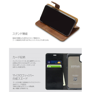 ZENUS iPhone XS/X用ケース Lettering Diary ブラック Z10309I8-イメージ6