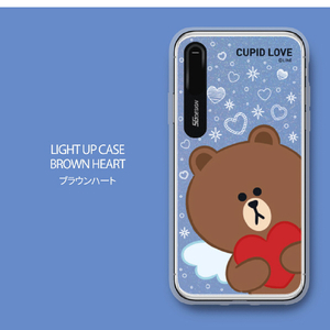 LINE FRIENDS iPhone XR用ケース LIGHT UP CASE CUPID LOVE ブラウンハート KCL-LCL007-イメージ3