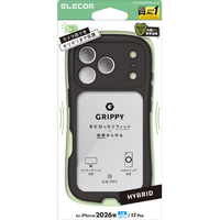 エレコム iPhone18 Pro用GRIPPY ハイブリッドケース フレームカラー 極限 ブラック PM-A26CGRPFCKBK