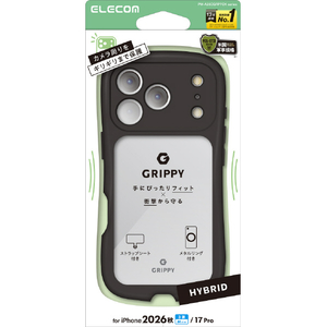 エレコム iPhone18 Pro用GRIPPY ハイブリッドケース フレームカラー 極限 ブラック PM-A26CGRPFCKBK-イメージ1
