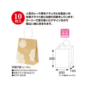 タカ印 手提げバッグ レースィ 小 10枚 FC43219-50-6412-イメージ2