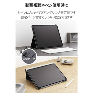エレコム 13インチiPad Pro(M4)用フラップケース 衝撃ガード ベルト付 2アングル 軽量 ブラック TB-A25PLPLF2BK-イメージ5
