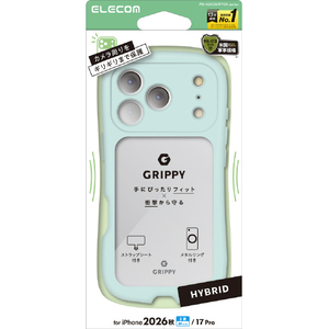 エレコム iPhone18 Pro用GRIPPY ハイブリッドケース フレームカラー 極限 ブルー PM-A26CGRPFCKBU-イメージ1
