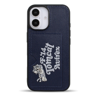 エム・ディー・シー iPhone 16用ポケット付き背面ケース AVIREX 刺繍/ネイビー MD-75563-3
