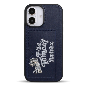 エム・ディー・シー iPhone 16用ポケット付き背面ケース AVIREX 刺繍/ネイビー MD-75563-3-イメージ1