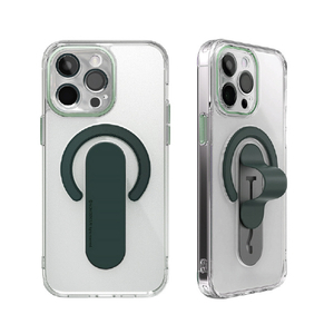 momo stick iPhone 15 Pro用Mag Grip レンズガード一体型クリアケース ダークグリーン MMS25311I15PR-イメージ1