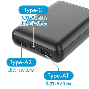 サンコー 10000mAhモバイルバッテリー(HD4) ブラック HD4-MBTC10000BK-イメージ4