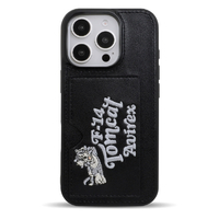 エム・ディー・シー iPhone 16 Pro用ポケット付き背面ケース AVIREX 刺繍/ブラック MD-75564-1