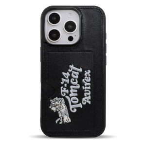 エム・ディー・シー iPhone 16 Pro用ポケット付き背面ケース AVIREX 刺繍/ブラック MD-75564-1-イメージ1