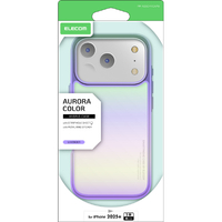 エレコム iPhone17 Pro用ハイブリッドケース オーロラカラー メタルステッカー付 ラベンダー PM-A25CHVCAPU