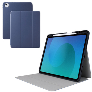 エレコム 13インチiPad Pro(M4)用 フラップケース 衝撃吸収 Pencil収納 スリープ対応 ネイビー TB-A25PLSANV-イメージ2